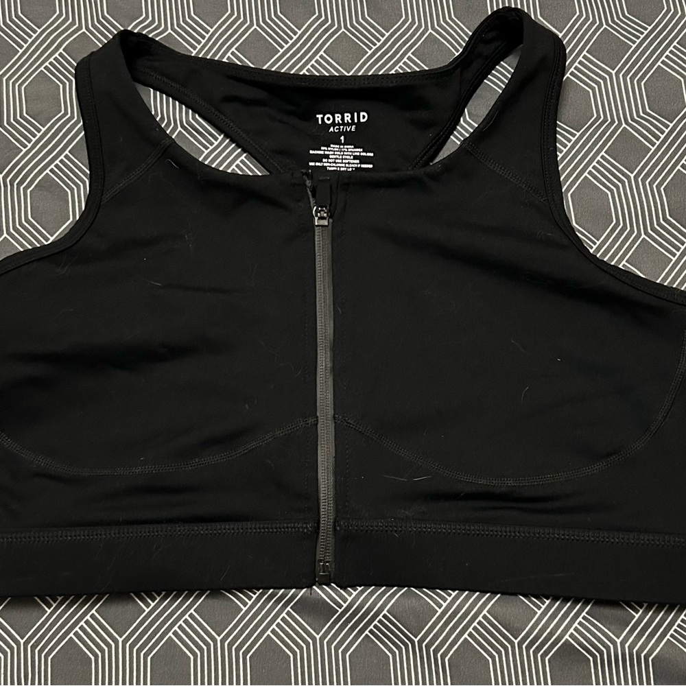 Torrid Active Black Front-Zip Sports Bra